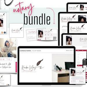 Bewerkbare notariscombinatiebundel en bijpassende websitesjabloon | Ondertekenaar notaris | Online notaris op afstand | Marketingmateriaal voor notarissen