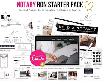 RON Notary Marketing Starter Pack: Editable Canva Templates