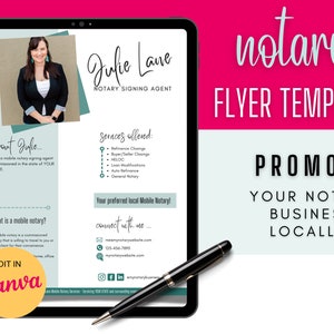 Volantino per notaio / Volantino per notaio modificabile / Volantino per marketing per notaio / Volantino per notaio / Notaio / Agente di firma del notaio / Modello di volantino Canva