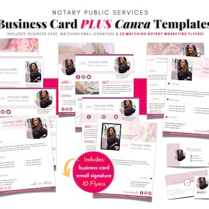 Notary Business Card Template plus ... matching Email Signature and a set of 10 Notary Marketing Flyers | Notary Marketing Flyers