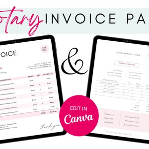 Notary Invoice| Editable Notary Invoice | Notary Marketing Flyer  | Notary Public | Notary Signing Agent | Canva Invoice Template