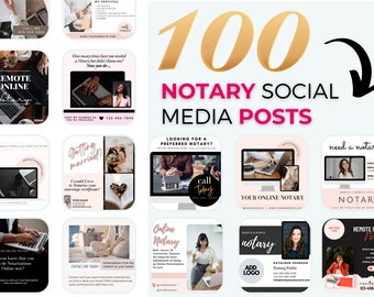 100 Notary Social Media Posts: Customizable Templates (Canva)