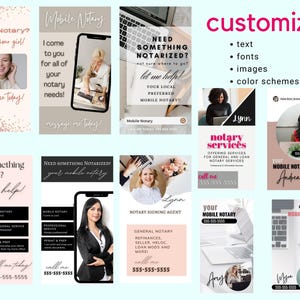 Animated Notary Instagram Story Templates | Editable Canva Pro Designs | Social Media Marketing Bundle (PDF Access)