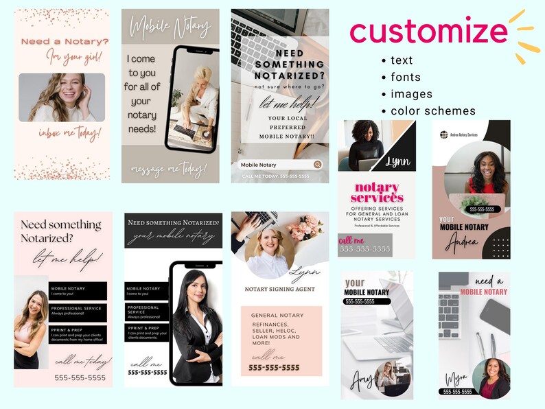 Animated Notary Instagram Story Templates | Editable Canva Pro Designs | Social Media Marketing Bundle (PDF Access)