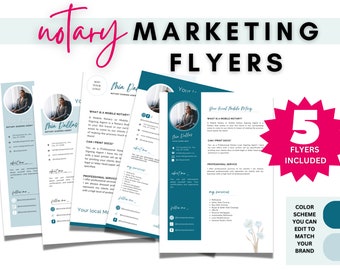 Editable Notary Marketing Flyers: Canva Templates, Set of 5