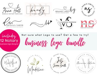 12 Notary Business Logo Bundle: Editable Canva Templates