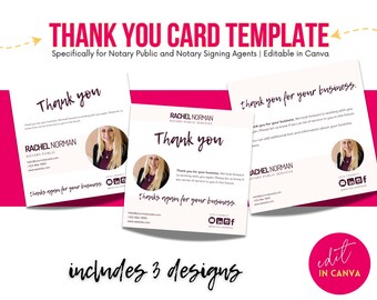 Notary thank you card templates | Includes 3 different designs!