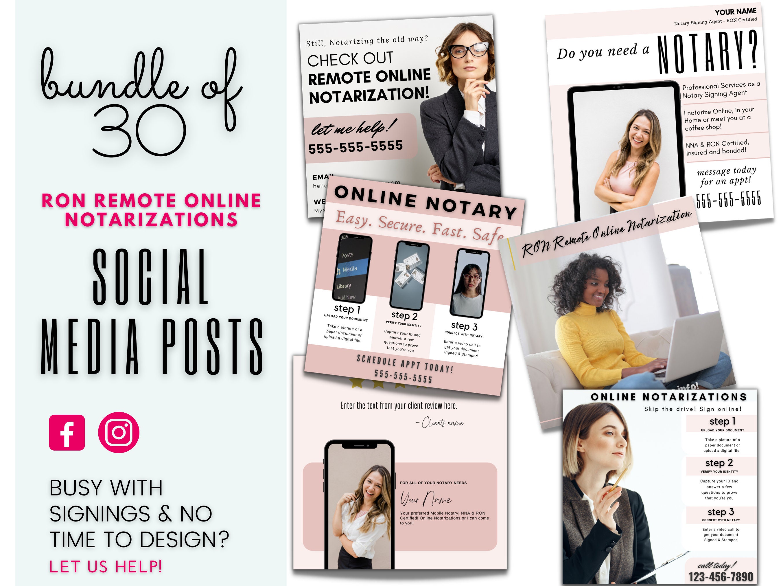 RON Notary Social Media Posts: Editable Templates (Canva)