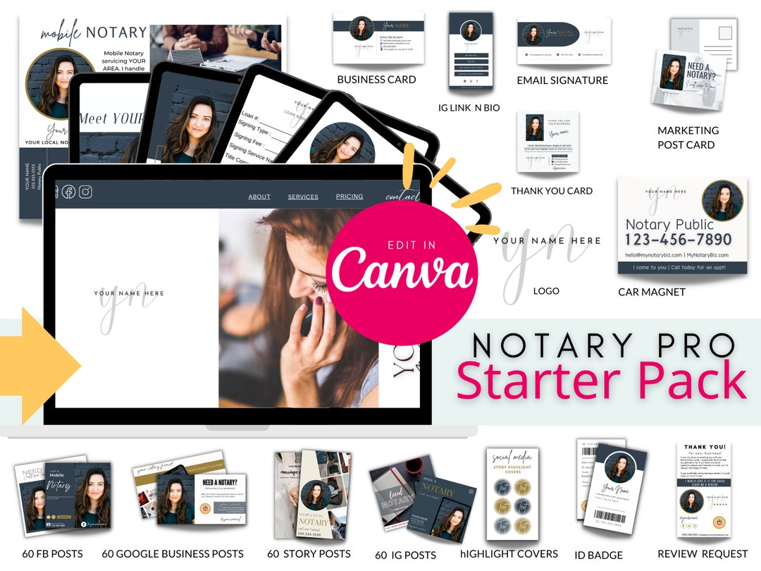 Notary Marketing Starter Pack Editable Notary Templates Etsy