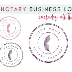 Editable Notary Business Logo: Feather Design (Canva Template)