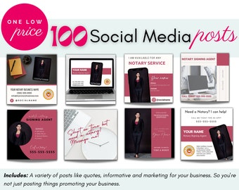 100 Notary Social Media Posts: Customizable Canva Templates