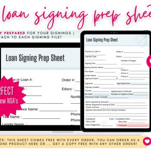 Notary Loan Signing Prep Sheet: Printable Agent Tool (PDF)