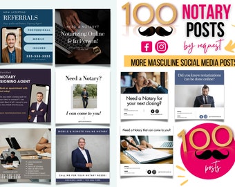 100 Notary Social Media Posts: Masculine Marketing Templates