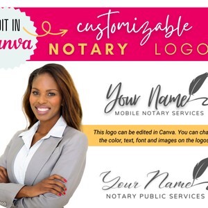 Editable Notary Logo Designs: Canva Template