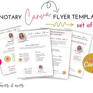 Notary Flyer Set of 4 | Editable Notary Flyer | Notary Marketing Flyer | Canva Flyer Template