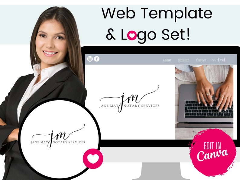 Notary  Template and Logo Set Canva  Template Notary Etsy