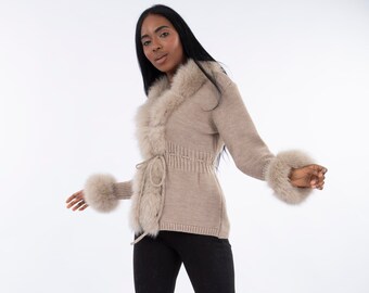 faux fur open cardigan