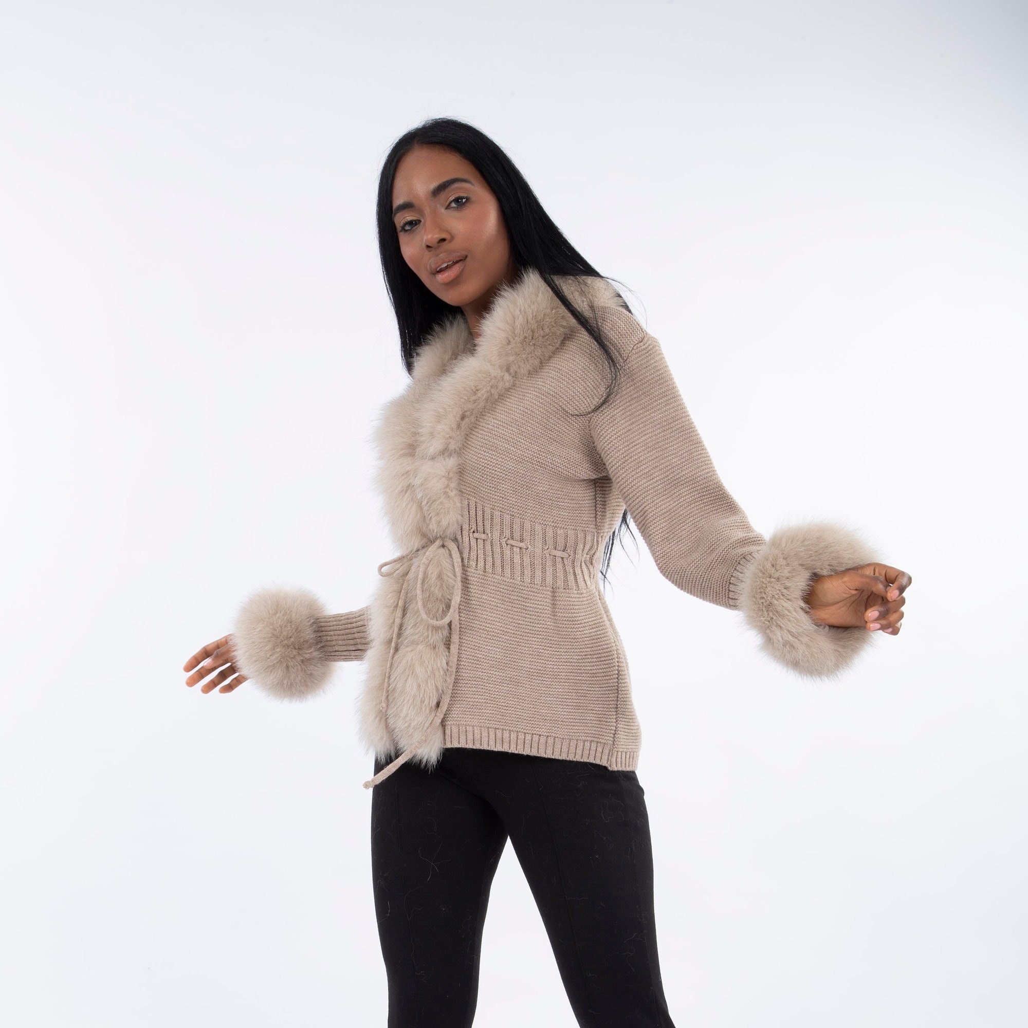 em.pocket fur cardigan-