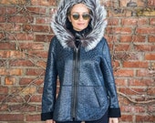 Real Leather Fur Hood Jacket Women, Double Sided Genuine Leather Coat, Astrakhan Fur Coat, Warm Coat, Swakara Lamb Fur Hooded Coat