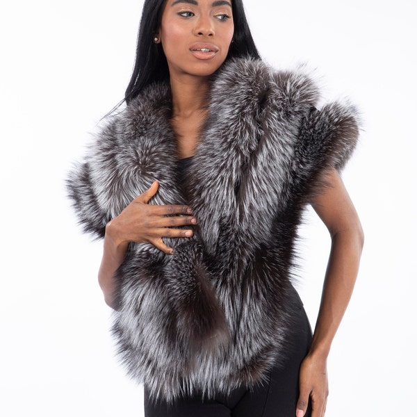 over the shoulder fur shawl