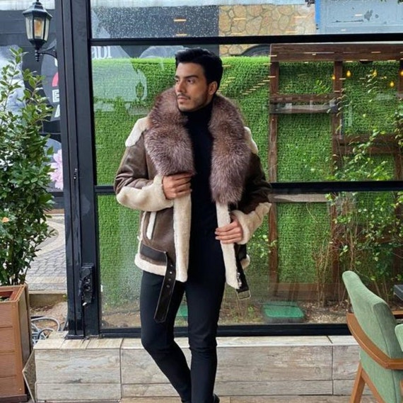 Men's lamb shearling coat top