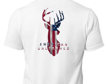 American Flag Deer Head T-shirt Deer Hunting Shirt Deer Hunter Shirt Deer Season Hunting Season Outdoor Apparel Big Buck Tee Patriotic Shirt