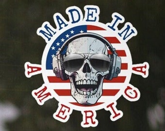 Made In America Skull Flag Sticker Bubble-free Stickers For Him Sticker Gift Idea For Her Tumbler Sticker Patriotic Sticker American Flag