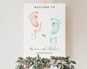 Welcome Sign Gender Reveal, Gender Reveal Idea , Gender Reveal Welcome, Rustic Welcome Sign,  Editable Download, Printable