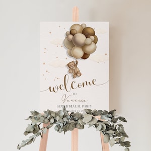 Welcome Sign Gender Reveal, Teddy Bear Gender Reveal, Balloon Gender Reveal Welcome, Editable Download,