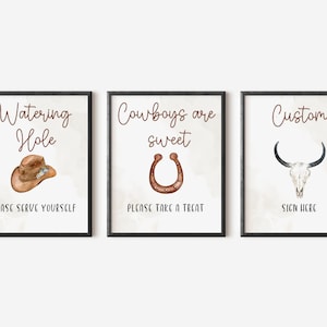 Cowboy  Birthday Party Signs, Western  Birthday Party Decor,  Instant Download