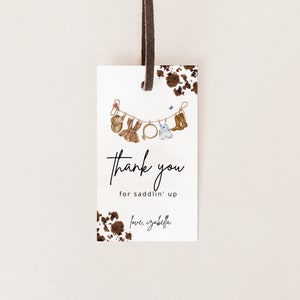 Cowboy Favor Tags, Gender Reveal Thank you tags, Western Gift Birthday Tags, INSTANT DOWNLOAD,