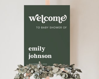 Minimalist Welcome Sign, Modern Welcome Party Sign , Sage Baby Shower Party Decorations, Greenery Baby Shower Instant Download