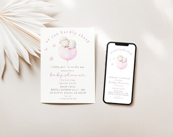 Lamb Baby Shower Invitation-Sheep Baby Shower Invitation, Gender Neutral Baby Shower Invitation, Farm Theme Invite Phone Invite