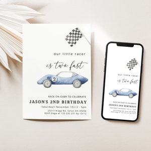 Car Birthday Invitation Editable, Vintage Little Racer Birthday, Car Racing Birthday Printable, Car Party, Car Theme INSTANT DOWNLOAD