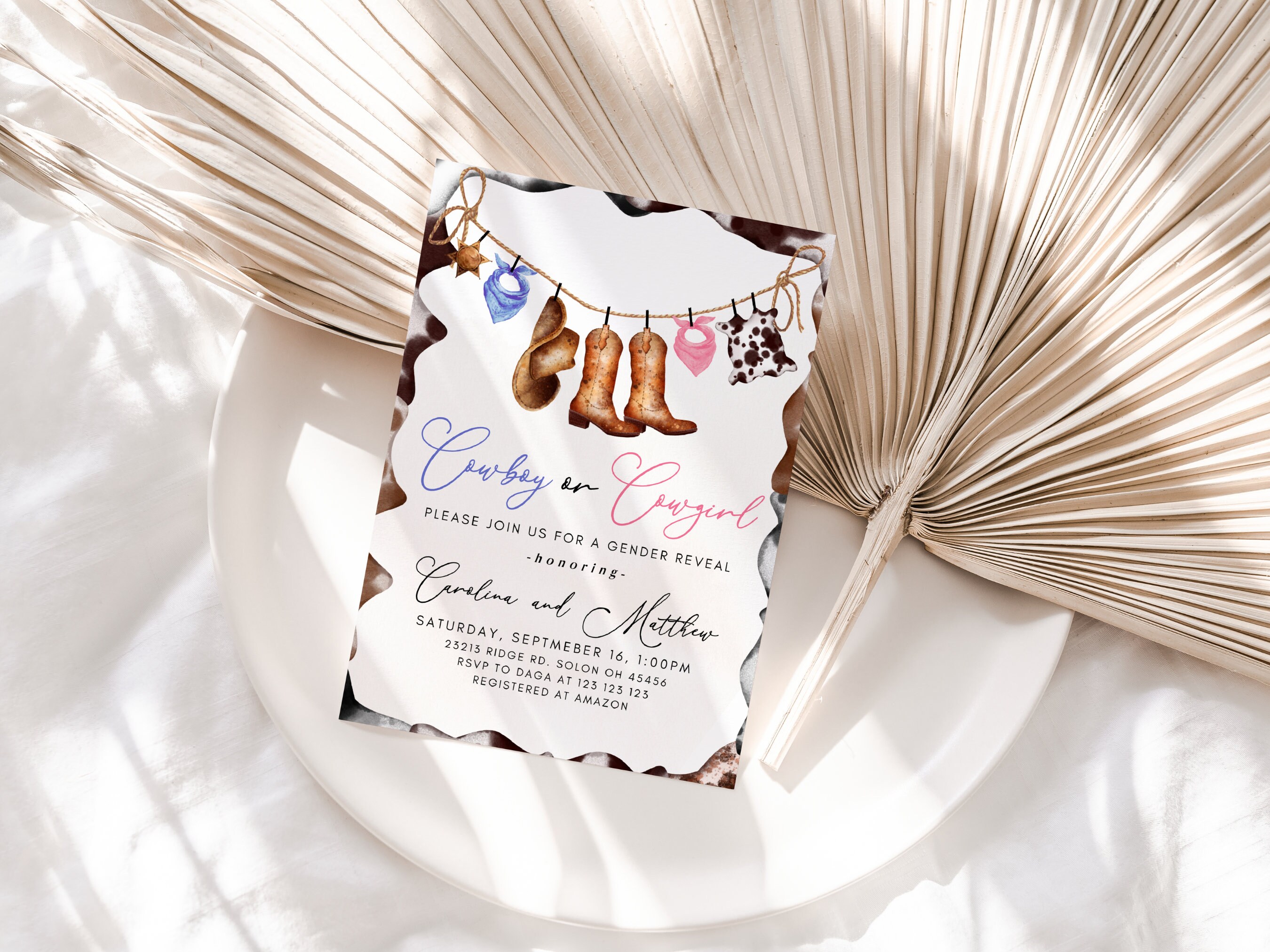 Gender Reveal Invitation Western Gender Reveal Invite Cowboy Etsy