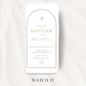 Faire-part de baptême animé garçon, modèle d'invitation de première communion, baptême de garçon minimaliste numérique moderne baptême inviter baptême garçon