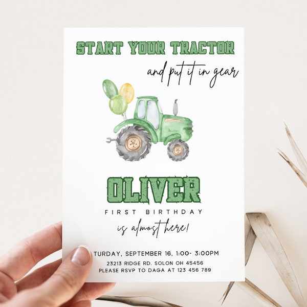 Editable Tractor Invitation, Tractor Birthday Invitation, Tractor Template Download, Digital File, Tractor theme, Farm Them Invite