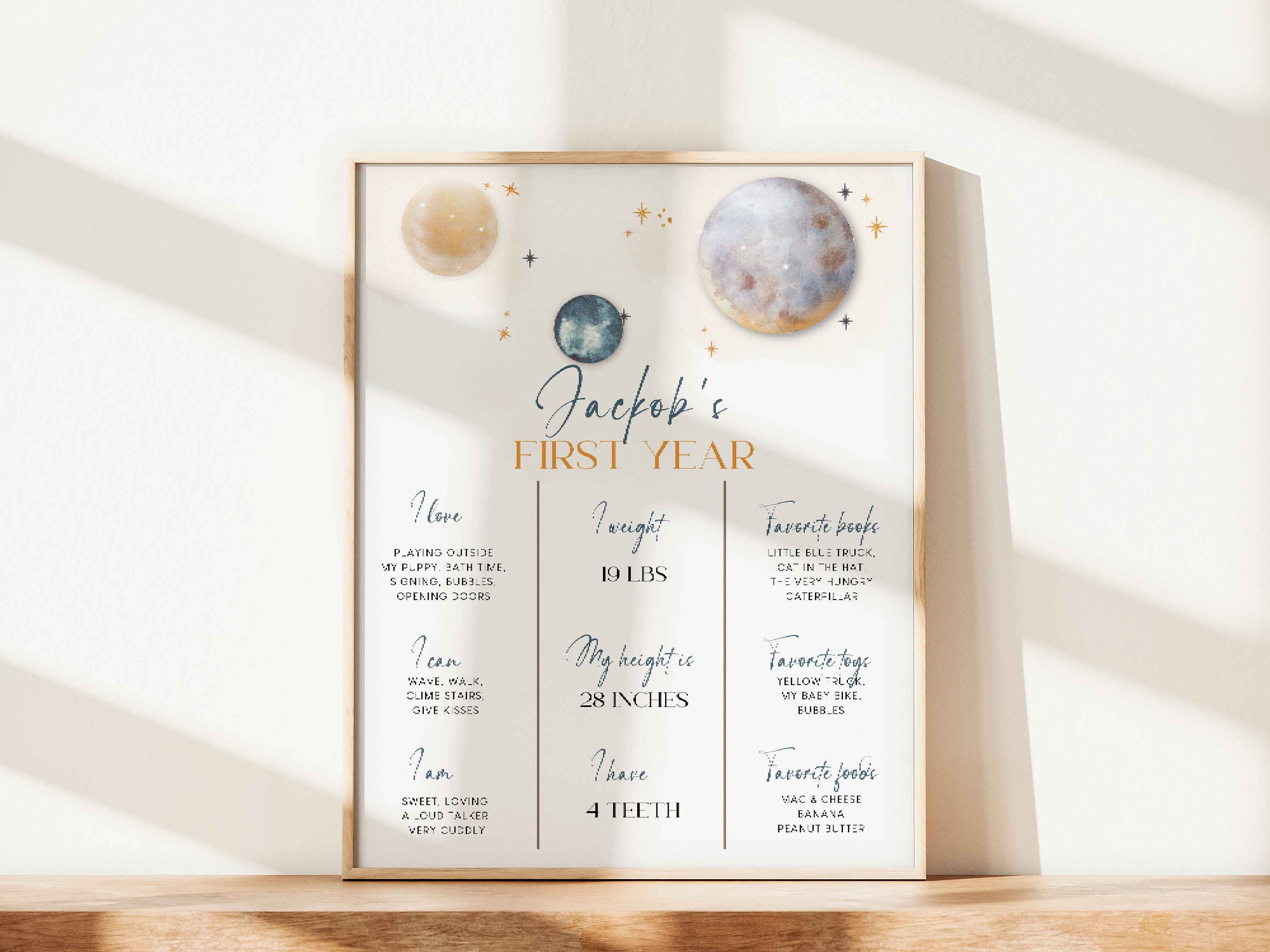 Outer Space Milestone Sign, Moon Planets First Birthday Stats Poster, Space  Rocket First Year Party Sign, Instant Download - Etsy Ireland