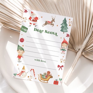 Brief an Weihnachtsmann, Weihnachtswunschliste, Weihnachten zum Ausdrucken für Kinder, Brief an Weihnachtsmann-Vorlage, Weihnachtsbriefvorlage, druckbar
