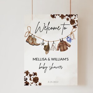 Cowboy Baby Shower Willkommensschild, Western Poster, rustikales Willkommensschild, Cowboy Party Dekor Western Party Dekor, Wild West Baby Shower Decor