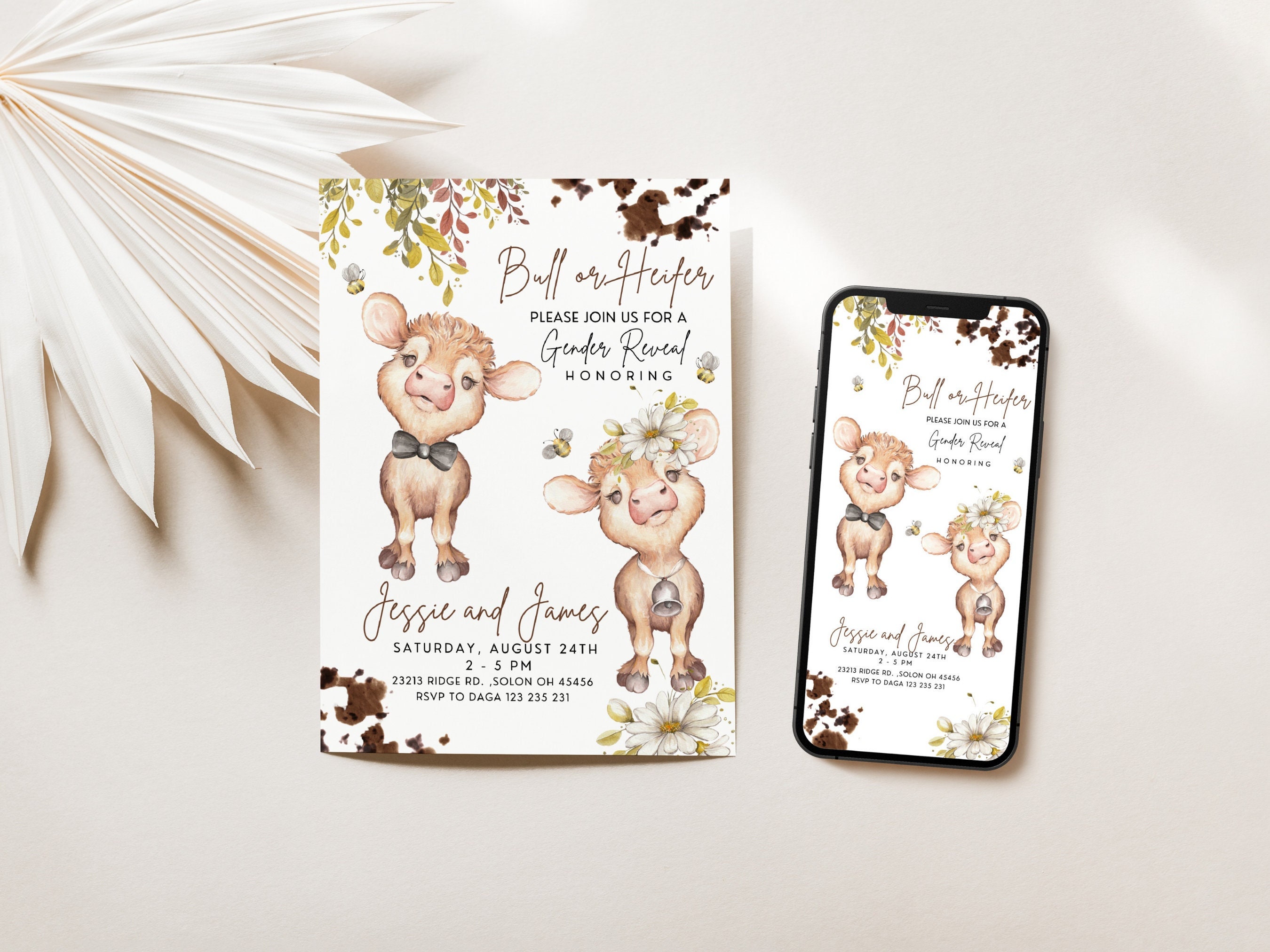 Cow Gender Reveal Invitation Holy Cow Gender Reveal Etsy