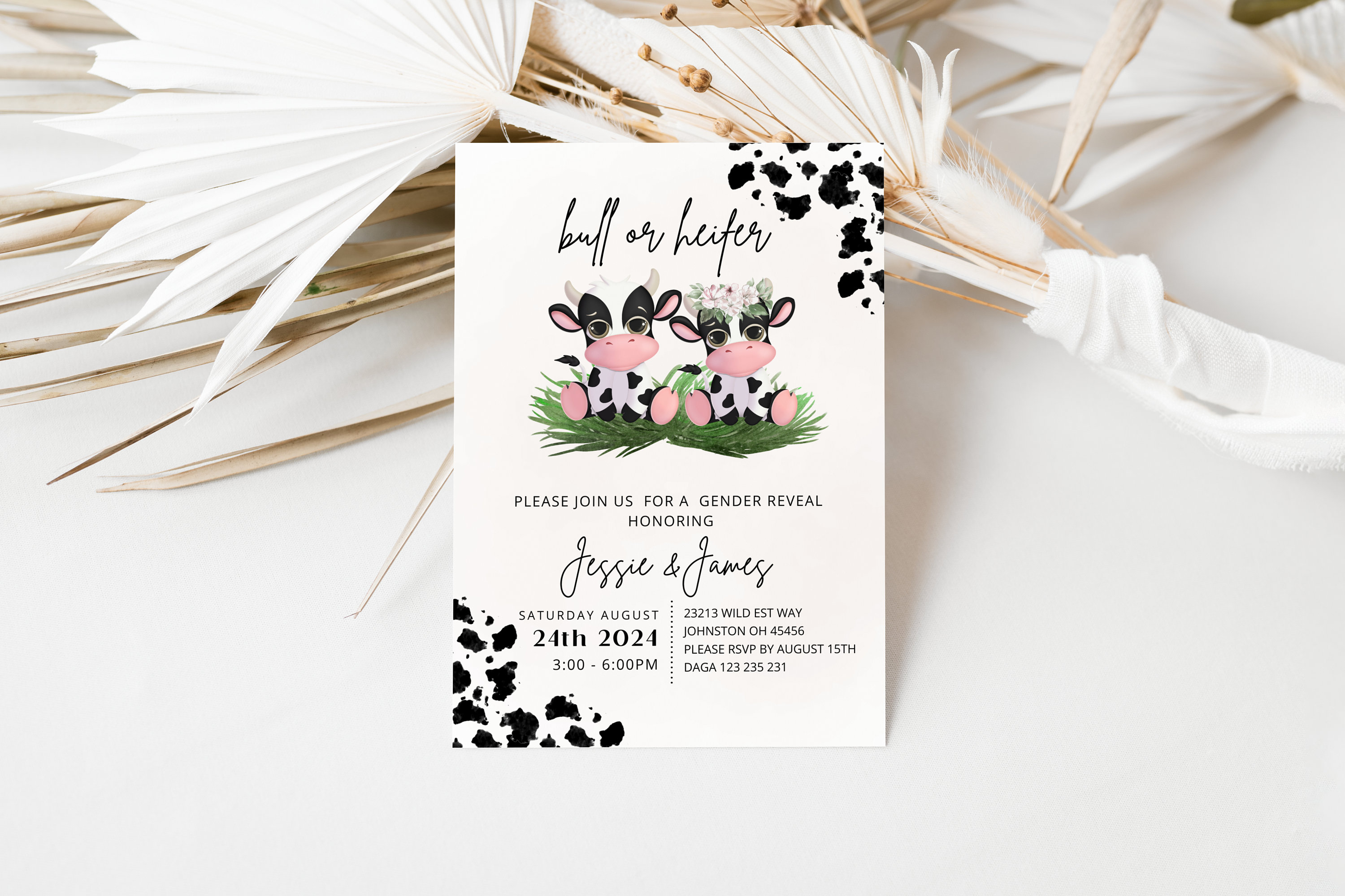 Cow Gender Reveal Invitation, Holy Cow Gender Reveal Invitation, Gender