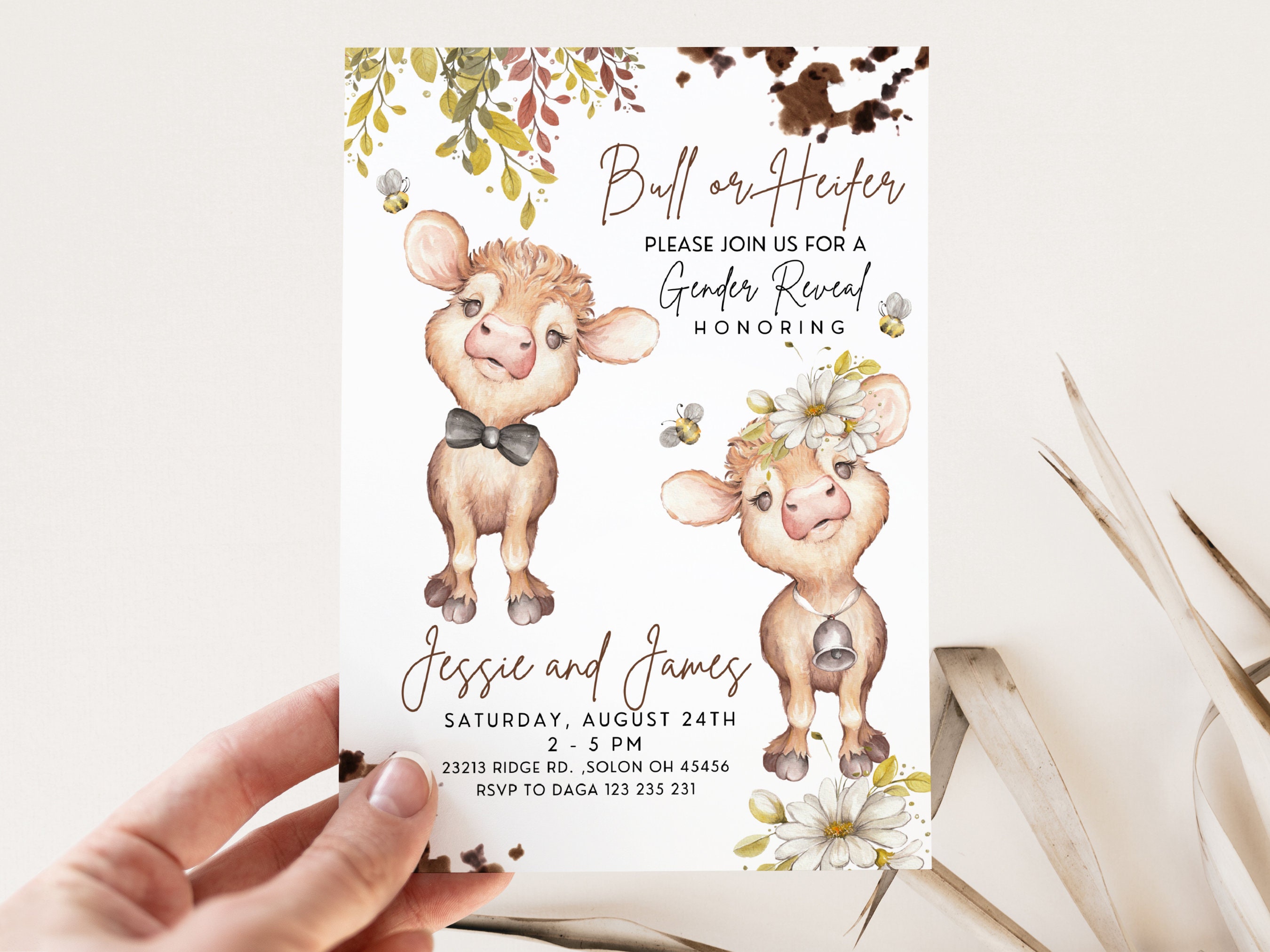 Cow Gender Reveal Invitation Holy Cow Gender Reveal Etsy