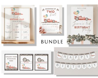 Two Fast Race Car 2nd Birthday Invitation Set (INSTANT DOWNLOAD)
