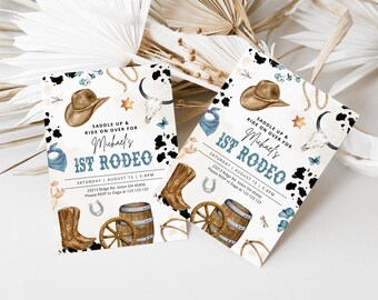 Eerste Rodeo uitnodiging sjabloon, afdrukbare wilde westen verjaardag uitnodigen, Boy Cowboy verjaardagsuitnodiging, mijn 1e Rodeo uitnodiging, afdrukbare