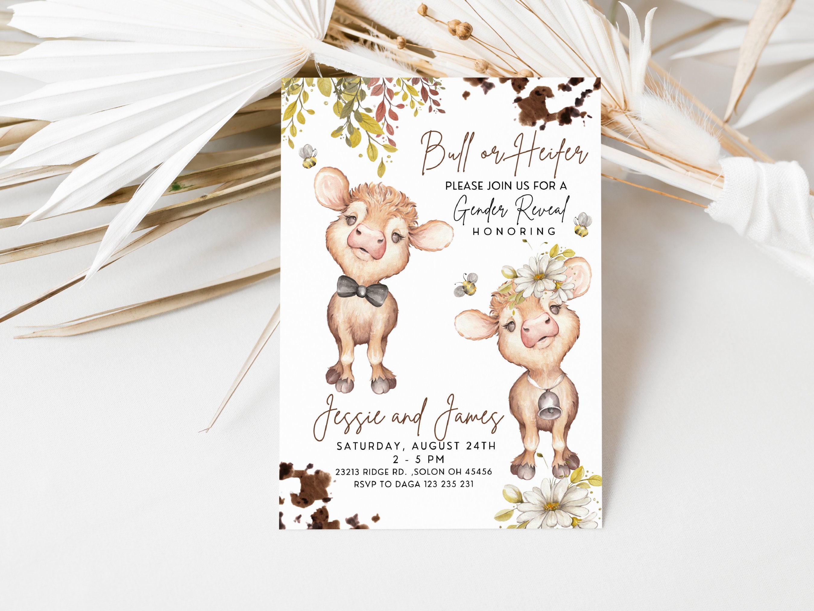 Cow Gender Reveal Invitation Holy Cow Gender Reveal Etsy