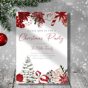 Editable Christmas Party Invitation: Festive Holiday Invite (Digital)