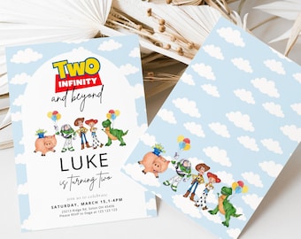 Two Infinity and Beyond 2nd Birthday Invitation Template, Toy Story Birthday, Woody & Buzz