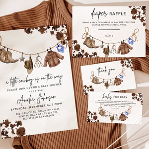 COWBOY Babypartyeinladung Vorlagenset, Western Wild West Babypartyeinladung Bundle, Country Western Sprinkle Invite, sofortiger Download