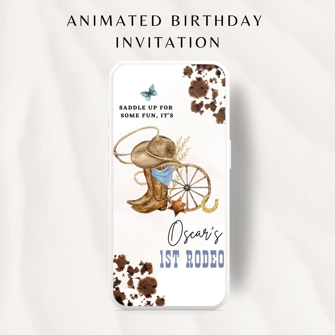 FIRST RODEO Invitation Template | Animated Wild West Birthday Invite ...